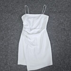 ZARA White Ruched Spaghetti Strap Mini Party Cocktail Dress Size XS Minimalist